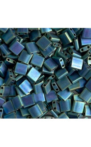 Miyuki tila 5x5mm beads - Matted metallic blue green iris TL-2064